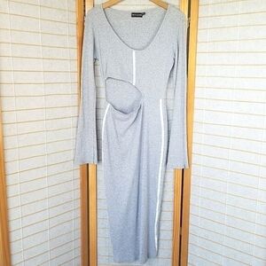 Pretty Little Thing Cut Out Midi Dress Stretch Knit Body Con Size 10 Athleisure